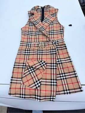 Sleeveless Plaid Belted Jumpsuit Romper - Tan Plaid